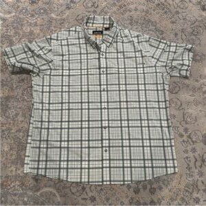 Orvis Shirt Mens XL Green White Plaid Active Fit Stretch Outdoor Fishing Summer